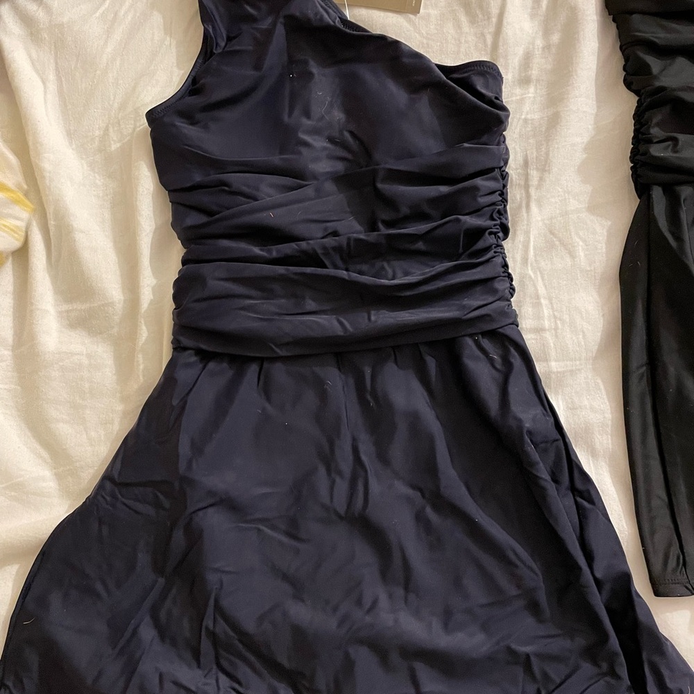 NWT J. Crew Navy One Shoulder Swim Dress